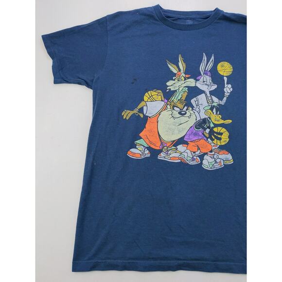 Retro Looney Tunes Basketball T Shirt SZ M Blue Taz Daffy Bugs Bunny Wile E - Picture 5 of 10